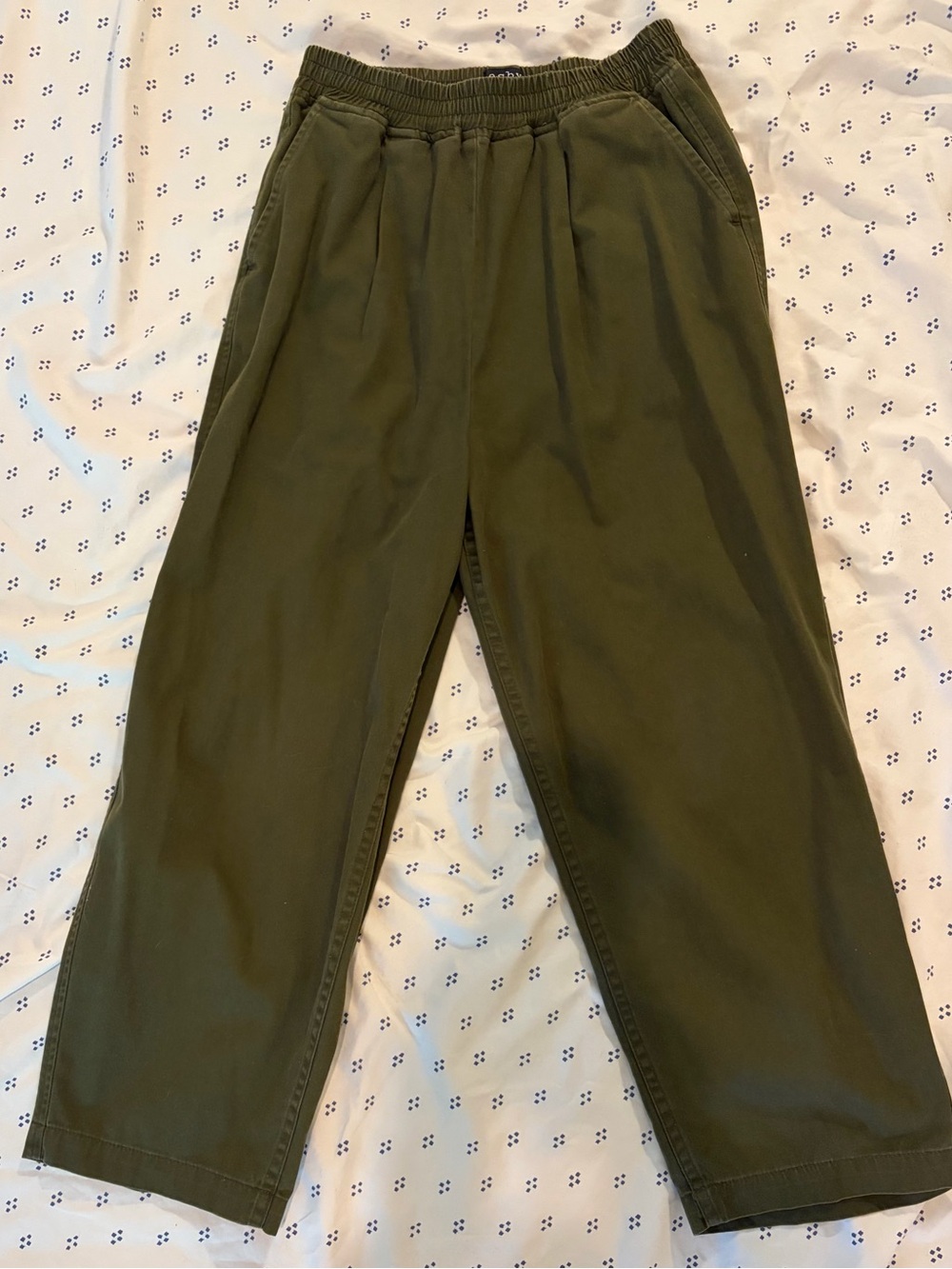 esby Olive Green Elastic Waist Carly Pant